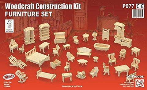 Woodcraft Construction Kit - Furniture Set, 1:24 Scale