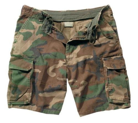 Woodland Camo Vintage Paratrooper Cargo Shorts - 3XL