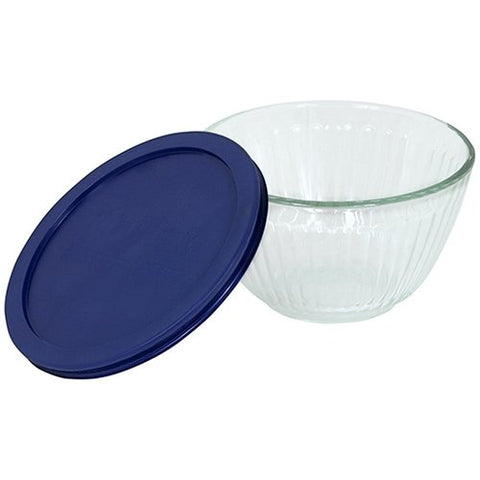 Pyrex Serveware 3-Cup Bowl, Dark Blue Plastic Storage Cover, Sculptured