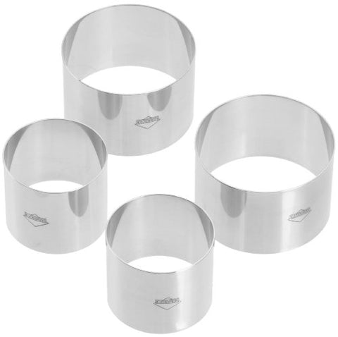 Kuchenprofi Stainless Steel Ring Molds, 4 Pieces, (two 2.5" molds, two 3" molds)