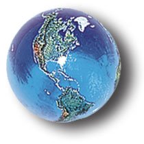 Blue Earth Marble With Natural Earth Continents, Recycled Glass, Half Inch Diameter with Drawstring Pouch and Stainless Steel Stands