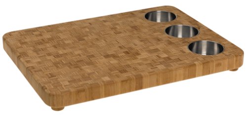 Totally Bamboo 3-Bowl Butcher Block Prep Board, 16.5" x 22"