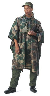 G.I. Type Woodland Camouflage Rip-Stop Poncho