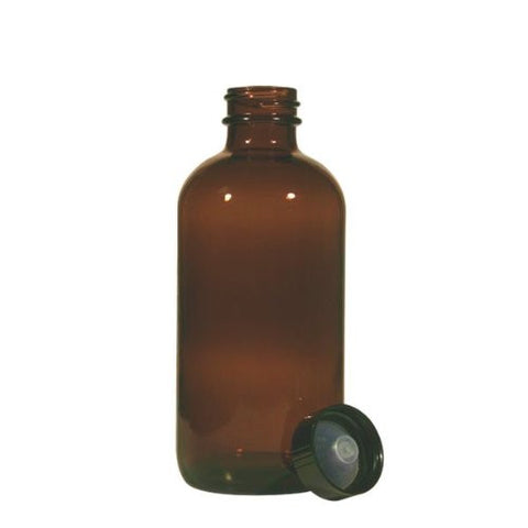 4 oz. Amber Glass Bottle with Black Cap