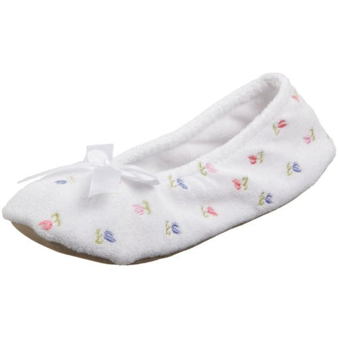 Embroidered Terry Ballerina, White, Large