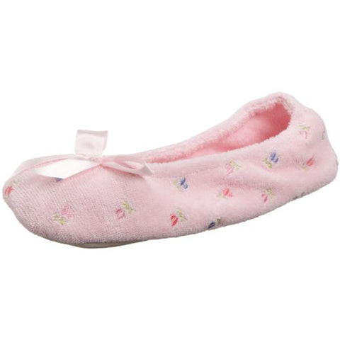 Embroidered Terry Ballerina Slipper - Pink, Small