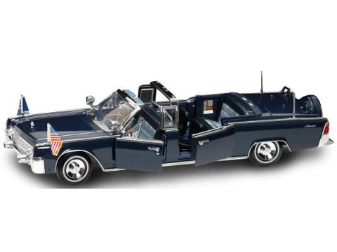 Yatming - Lincoln X100 Kennedy Convertible Car (1961, 1/24 scale diecast model car, Dark Blue)