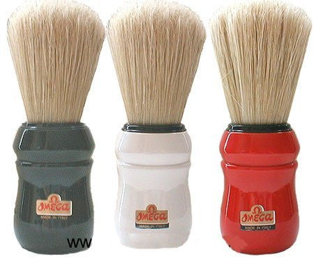 10049 Pure Bristle Shaving Brush, Plastic Handle, White