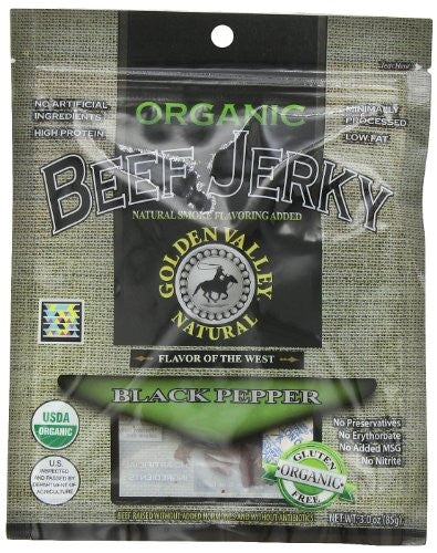 Certified Organic Beef Jerky - Black Pepper, 3 oz