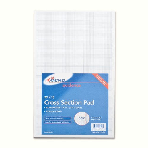 Ampad Specialty Pads and Books, 8.5 x 14, 10 sq/inch Cross Section Ruled, White,
