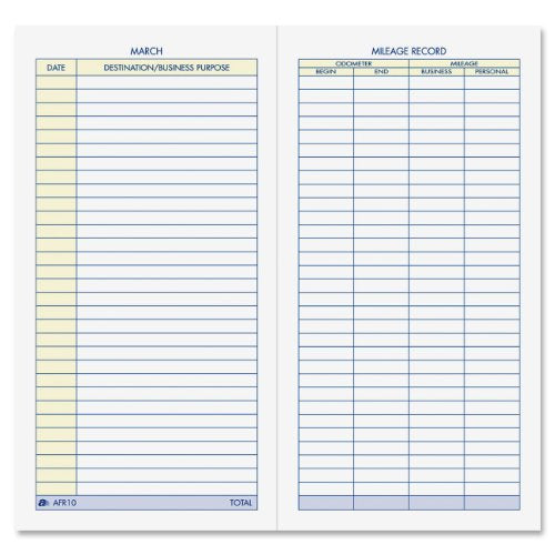 Adams Vehicle Mileage Journal, 3-1/4" x 6-1/4" (not in pricelist)