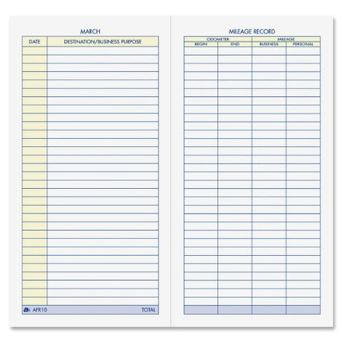 Adams Vehicle Mileage Journal, 3-1/4" x 6-1/4" (not in pricelist)