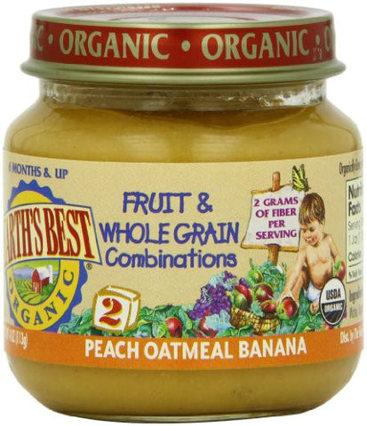 EARTH`S BEST BABY FOODS Fruit & Vegetables Peach Oatmeal & Banana - 4 oz