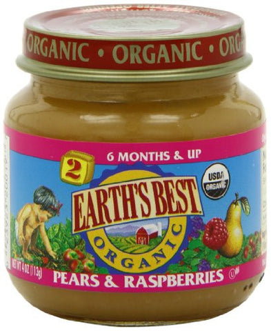 EARTH`S BEST BABY FOODS Fruit & Vegetables Pears & Raspberries - 4 oz