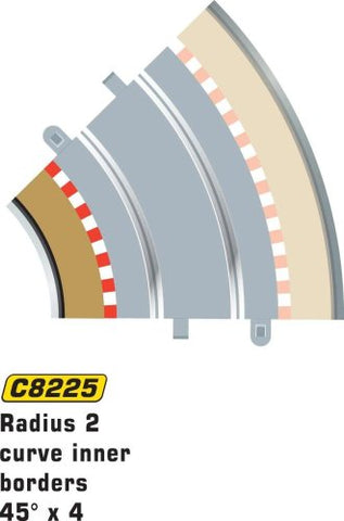 Scalextric - Borders, Tan, Barriers, R2, 4pk, 45° Inner (C8206) (BC)