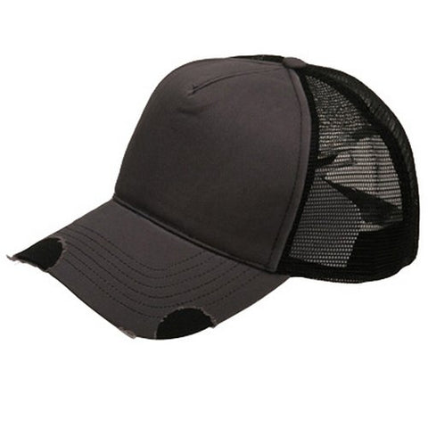 MG, Frayed Trucker Cap-Grey Black (fitthing up to 7 1/2)