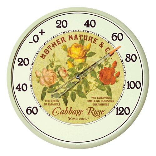 Thermometer Cabbage Rose 12-1/2-inch