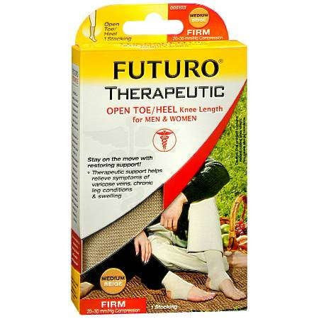 Futuro Therapeutic Support Open Toe/Heel Knee High, Beige / Medium / Firm