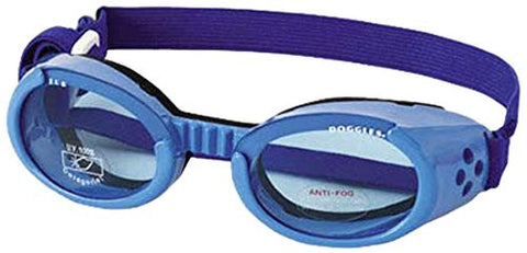 Shiny Blue ILS Doggles with Blue Lens & Straps - Small