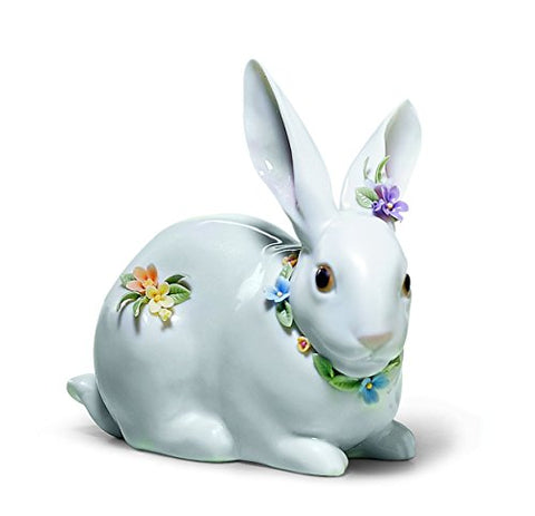 Attentive Bunny With Flowers