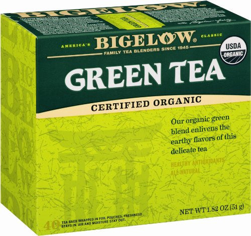 Bigelow Organic Green Tea, 40-Count Boxes (Pack of 6)
