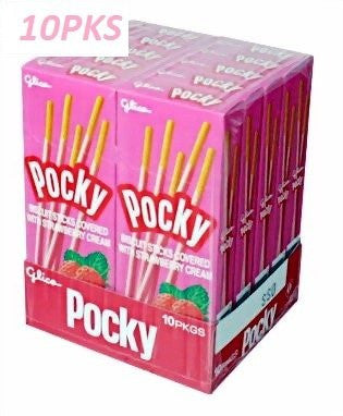 NEW POCKY BISCUIT STX STRAWBERRY 1.4oz BOX 10ct EGLICO - Package