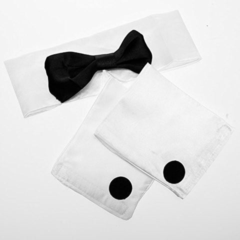 Ladies Deluxe Collar; Tie & Cuff Set (White/Black)