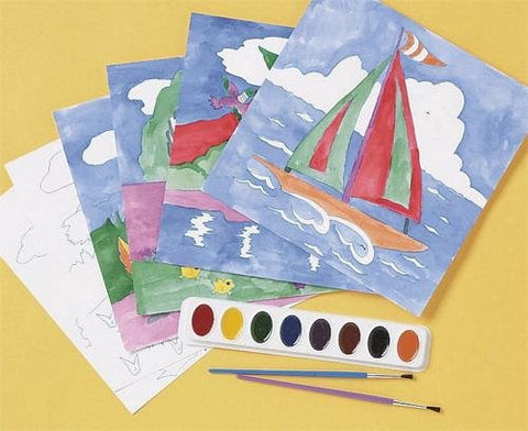 Watercolor Paint-By-Numbers Craft Kit, 7.5" x 8.5" (Pack of 36)