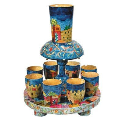 Kiddush Fountain and 8 cups - Jerualem, 10.6x8.3 inch