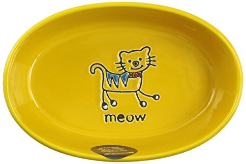 Silly Kitty 6.5" Oval Bowls - Yellow