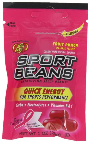 Jelly Belly Sport Beans, Fruit Punch Energizing Jelly Beans, 1-Ounce Bags (Pack of 24)
