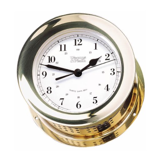 Atlantis Quartz Ship's Bell Clock, Dial: 4", Overall Diameter: 5.5", Depth: 2.875, 1559 g