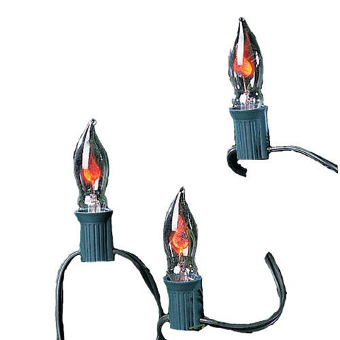 10/ LIGHT FLICKER FLAME LIGHT SET WITH 12" SPACING, 6" END CONNECTOR AND REPLACEMENT R0073 - INDOOR/OUTDOOR USE