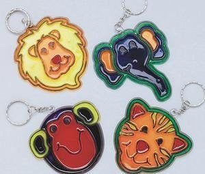 Zoo Sun Catcher Key Chain Craft Kit, 3" x 3" (Pack of 12)