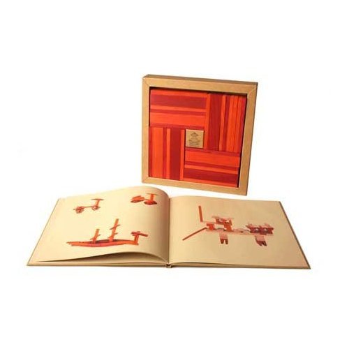 Kapla 40-Colored Blocks Blocks w Art Book - Red/Orange
