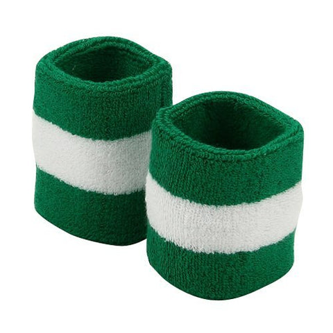 MG, Terry Stripe Wristband Pair-Kelly White (One size fits most)