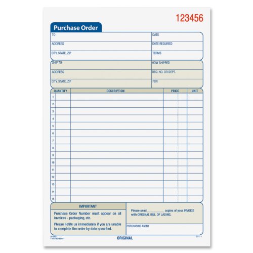 Adams Purchase Order Book, 2-Part, Carbonless, 50 Sets/Book, 5-9/16" x 8-7/16"