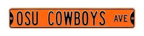 Oklahoma State Cowboys, OSU Cowboys Ave Orange Street Sign, 6"x36"