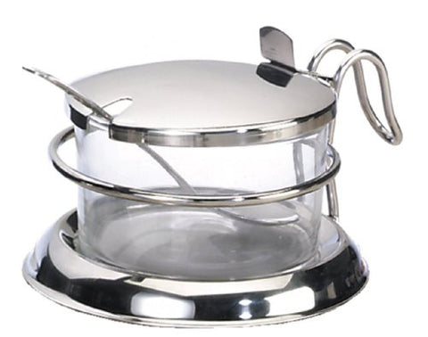 6 oz. Condiment Jar Set, Stainless Steel Top and Spoon, Glass Jar