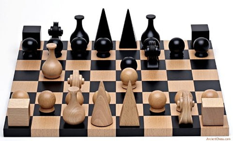 IC Design, Man Ray Chess Pieces (Pieces Only: King & Queen 3.25” Bishop 2.75”, Knight 2” Rook & Pawn 1.4”) and
IC Design, Man Ray Chess Board (Board Only: 17” x 17” x 3/4” d)