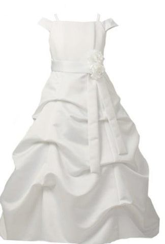 Girls Regal Puff Dress - White, Size 8