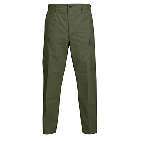 BDU Trouser – Button Fly (100% Cotton Ripstop), Olive , Large Short