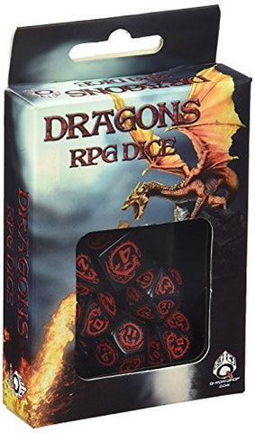 Dragons - Black & red Dice Set (7)
