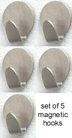 Magnetic Small Round Hooks 5/Card - Brushed Nickel