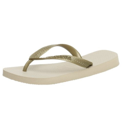 Havaianas Women's Metallic Flip Flop,, Beige/Golden, 41/42 BR/11-12 M US