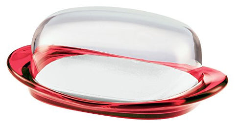 Feeling Butter Dish, Transparent Red, 7, 75x4, 75x3 inch