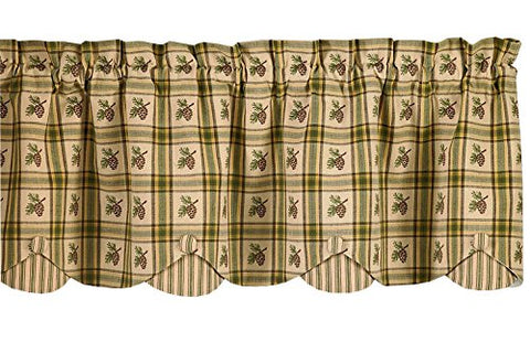 Pine Lodge Lined Scallop Valance - 15"L