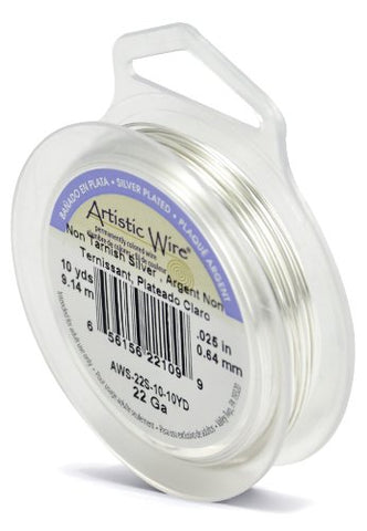 Artistic Wire, 22 Gauge (.64mm), Silver Plated, Tarnish Resistant Silver, 10 yd (9.1 m)