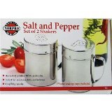 S/S SALT/PEPPER SHAKER SET WITH HANDLES