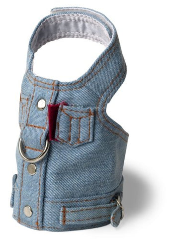 Doggles Blue Jean Jacket Denim Harness Vest - Teacup